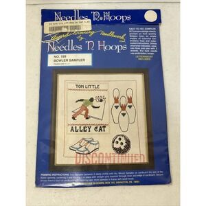 Vintage Bowler Cross Stitch Kit Sampler Needles N Hoops Complete DIY Craft